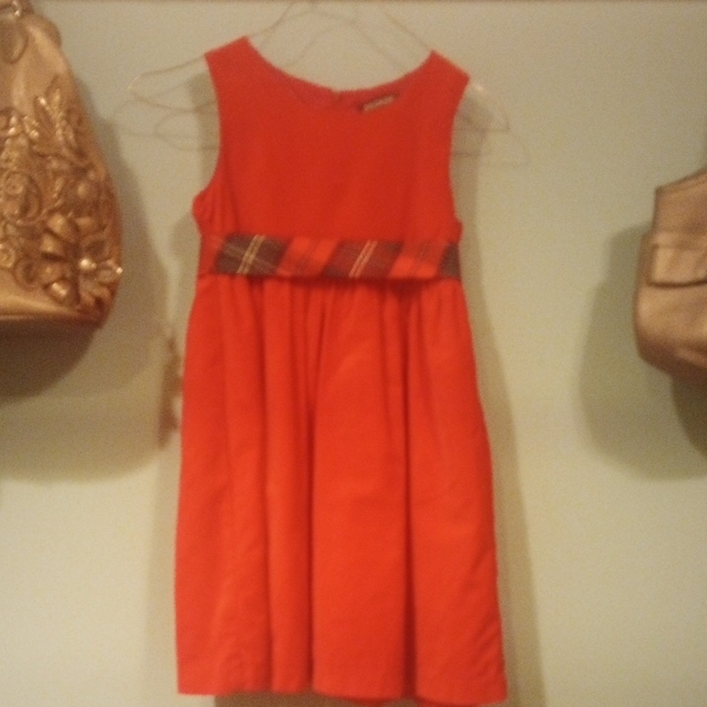 George Red Velvet with Plaid Sash  Sz 7